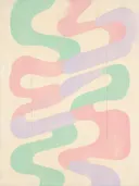 Doolhof in de stijl Modern Bauhaus, in zacht mintgroen, blozend roze, romige crème en bleeklila