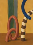 Doorgestoken ring in diep terracotta en roze, schilderij van doorgestoken ring