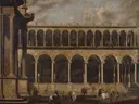 Doorkijk in een gymnasium van Viviano Codazzi: landschap