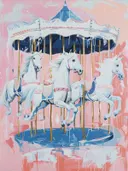 Witte paarden van een draaimolen