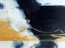Abstract schilderij met zwarte en gouden verfstructuren