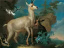 Drie gemzen en een merel van Philipp Ferdinand de Hamilton: dieren