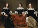 Portretschilderij 'Drie Regentessen van het Leprozenhuis te Amsterdam' naar Ferdinand Bol