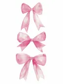 Aquarel illustratie van drie roze strikken op een witte achtergrond
