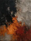Meswerk schilderij, drie vlakken in Vulkanisch