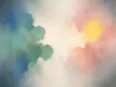 Nevel schilderij, drie vlakken in Fel Jade