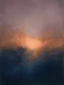 Nevel schilderij, drie vlakken in Woestijnzonsondergang