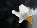 Paletmes abstract schilderij, drie vlakken in ravenzwart en parelmoer