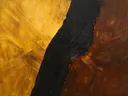 Paletmes abstract schilderij, drie vlakken in saffraan en roest