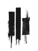 Abstract schilderij met drie zwarte penseelstreken