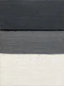 Kwastslag schilderij, drievoudige horizon in Grafiet Mono