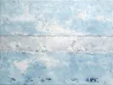 Meswerk schilderij, drievoudige horizon in Zilver en Ijsblauw