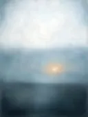 Nevel schilderij, drievoudige horizon in Arctisch Mono