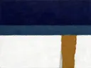 Paletmes abstract schilderij, drievoudige horizon in inkt en steen