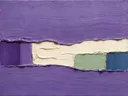 Paletmes abstract schilderij, drievoudige horizon in lavendelvelden