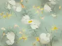 Dromerige, wazige compositie van witte en gele bloemen in pastelkleuren