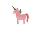 Illustratie van een roze eenhoorn met groene manen, kinderkamer schilderij