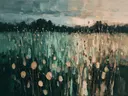 Droogbloem in de weide in zeegroen, schilderij van droogbloem