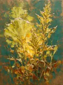 Droogbloem in groepjes in citroen, schilderij van droogbloem