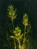 Droogbloem van dichtbij in limoen, schilderij van droogbloem aan de oever