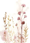Aquarel van droogbloemen en gouden grassen