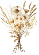 Aquarel van een droogbloemenboeket met korenaren