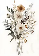 Aquarel van droogbloemen met bessen en bladeren