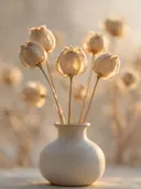 Fotografie van droogboeket in het gouden uur, gedempt strogeel