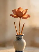 Fotografie van droogboeket in het gouden uur, warm terracotta