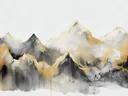 Berglandschap schilderij met druipend goud