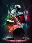 Astronaut speelt drumsolo