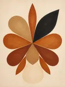 Druppelvormen in de stijl Retro Shapes, in terracotta, roestoranje en romige crème, met een diepzwart accent
