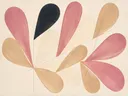 Druppelvormen in de stijl Retro Shapes, in verstoft roze en romige crème, met een diepzwart accent
