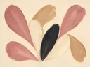 Druppelvormen in de stijl Retro Shapes, in verstoft roze en romige crème, met een diepzwart accent