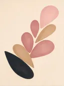 Druppelvormen in de stijl Retro Shapes, in verstoft roze en romige crème, met een diepzwart accent