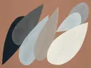 Druppelvormen in de stijl Retro Shapes, in steengrijs, bleek blauwgrijs en krijtwit, met een diepzwart accent