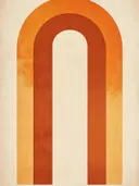 Abstract art deco schilderij met boogvorm in oranje