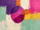 Kwastslag schilderij, dubbele cirkel in Fel Magenta