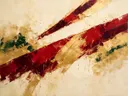 Kwastslag schilderij, dubbele diagonaal in Granaatappel