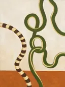 Dubbele lus in olijf en crème, schilderij van dubbele lus