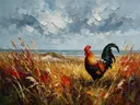 Duin in warm het vergezicht tussen de grassen, schilderij van duin