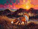 Duin in warm tegenlicht tussen de bomen, schilderij van duin