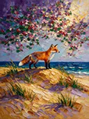 Duin in zacht het volle beeld bij bloesem, schilderij van duin