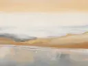 Minimalistisch duinlandschap schilderij in oker en grijs