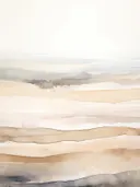 Abstract duinlandschap met zachte golvende lijnen in beige en grijs.
