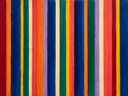 Paletmes abstract schilderij, dunne banen in fel koraal