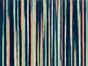 Paletmes abstract schilderij, dunne banen in munt en koraal