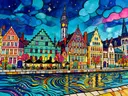 Durbuy, Ourthe in bonte kleuren, schilderij van Durbuy