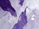 Abstract schilderij, eén kleur buiten beeld in lila en zilver