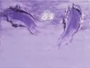 Abstract schilderij, eén kleur hoog in beeld in lila en zilver